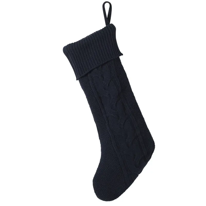 Knitted Stripe christmas Stocking Navy