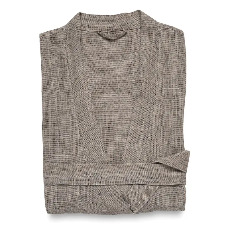 Men's Linen Blk/Nat Dressing Gown
