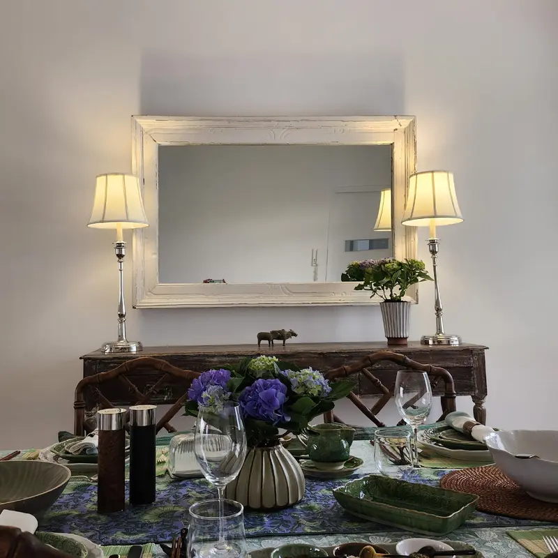 Mirror with White Teak Frame