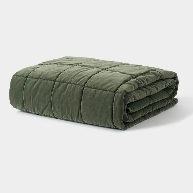 Washed Velvet Quilted Throw Kale