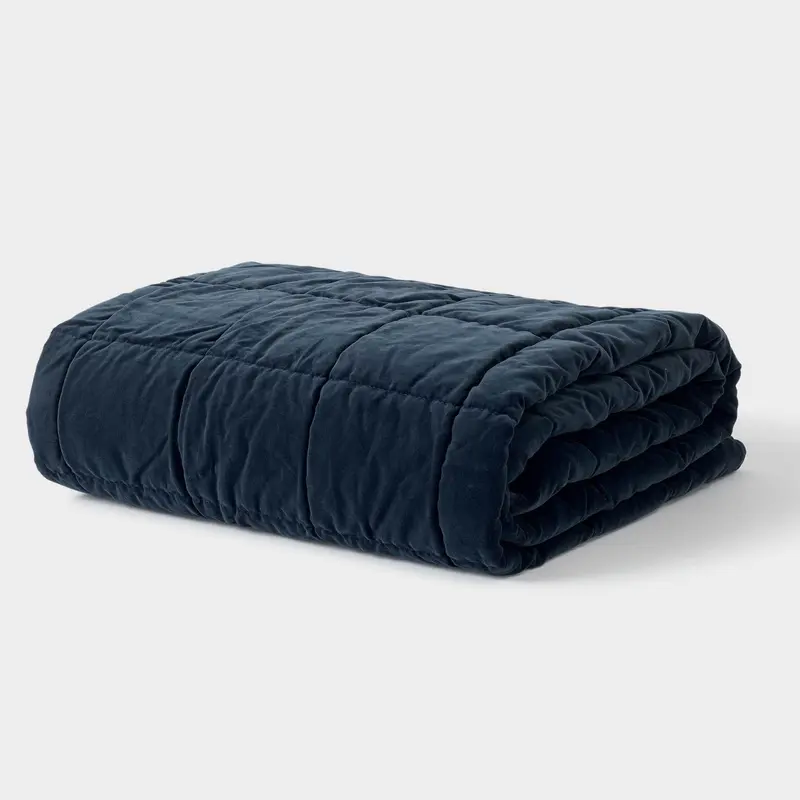 Washed Velvet Quilted Throw Midnight