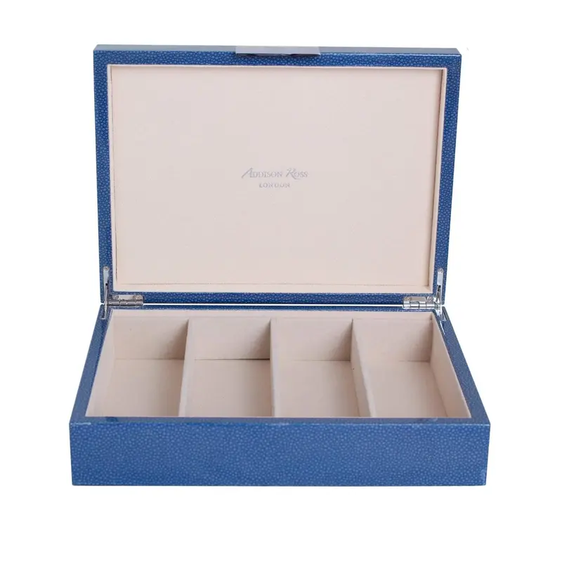 Blue Lacquer Glasses Box with Silver Clasp