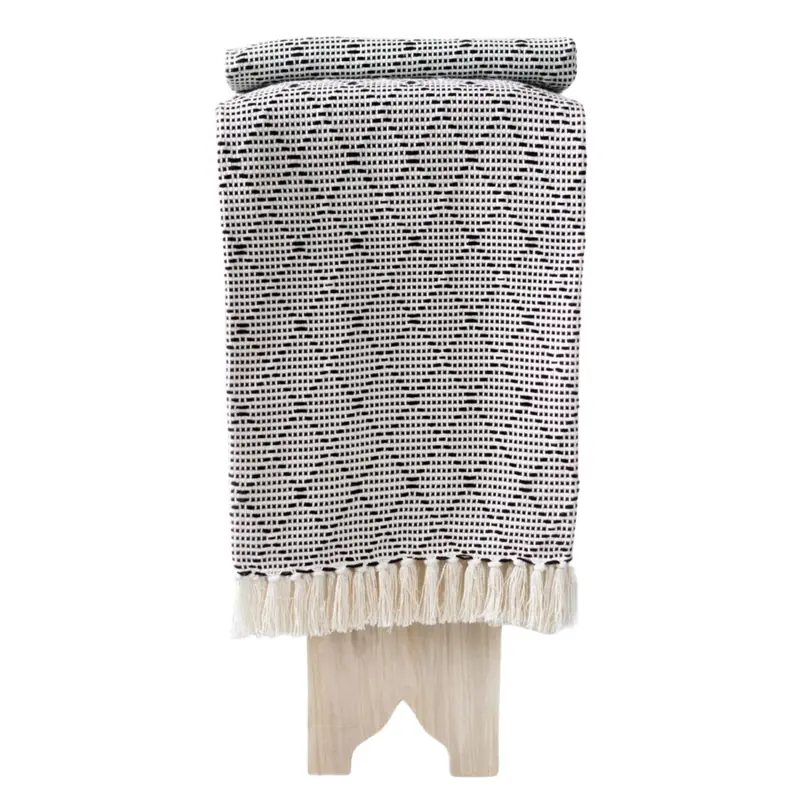 Cotton Throw Portuguese Mosaic Black
