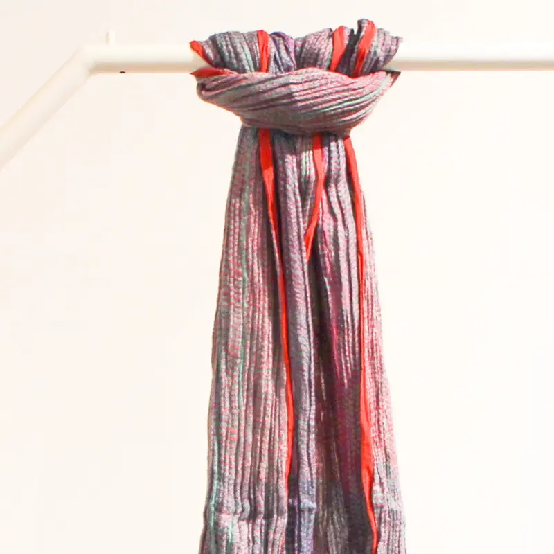 Handwoven Silk Scarf Arrow Red