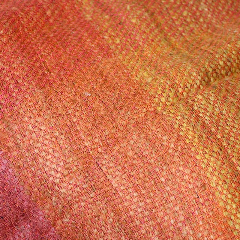 Handwoven Throw Silk & Linen Coral Red