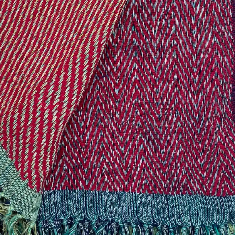 Handwoven Throw Silk & Linen Red
