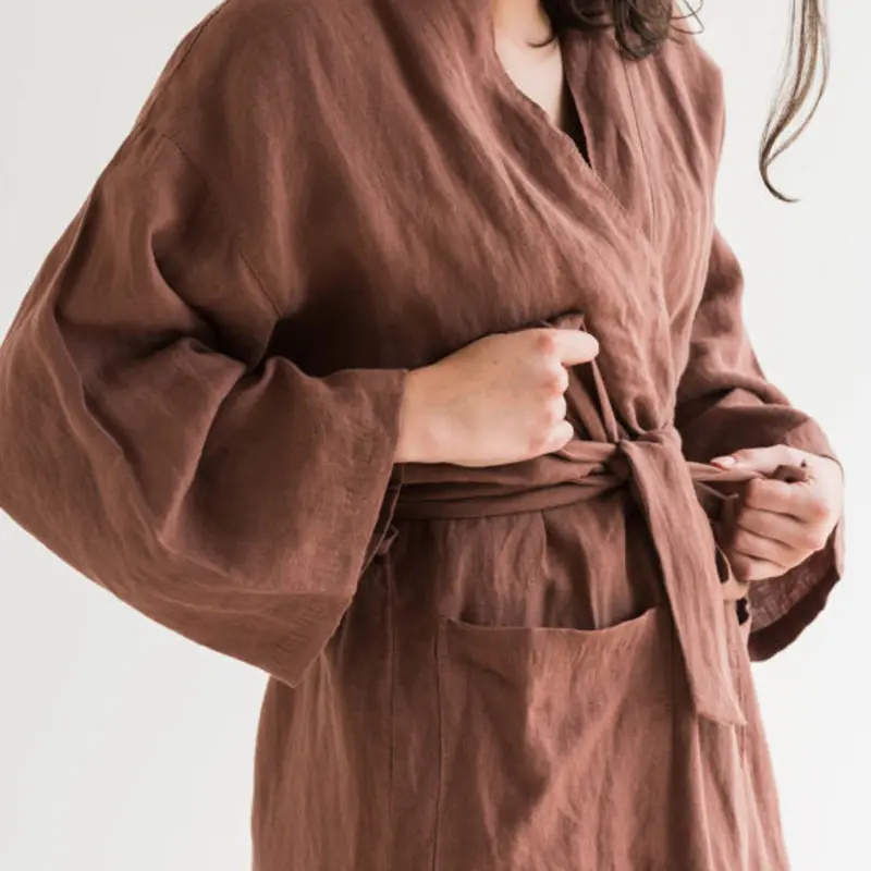 Linen Robe Plum