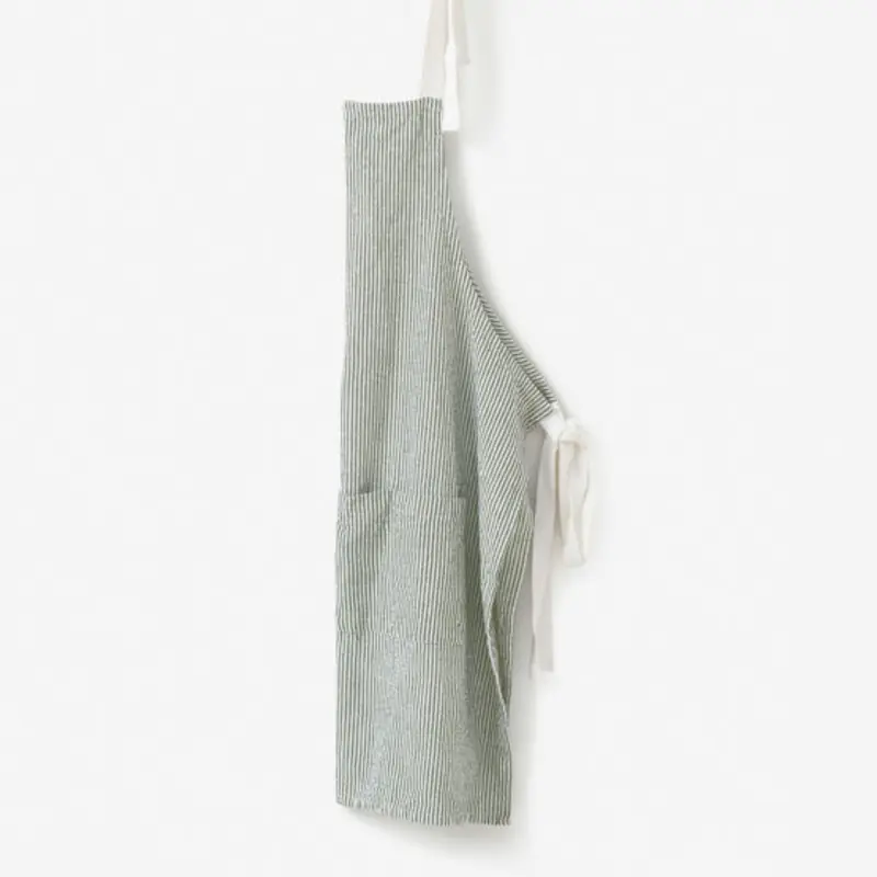 Olive Striped Washed Cotton Apron