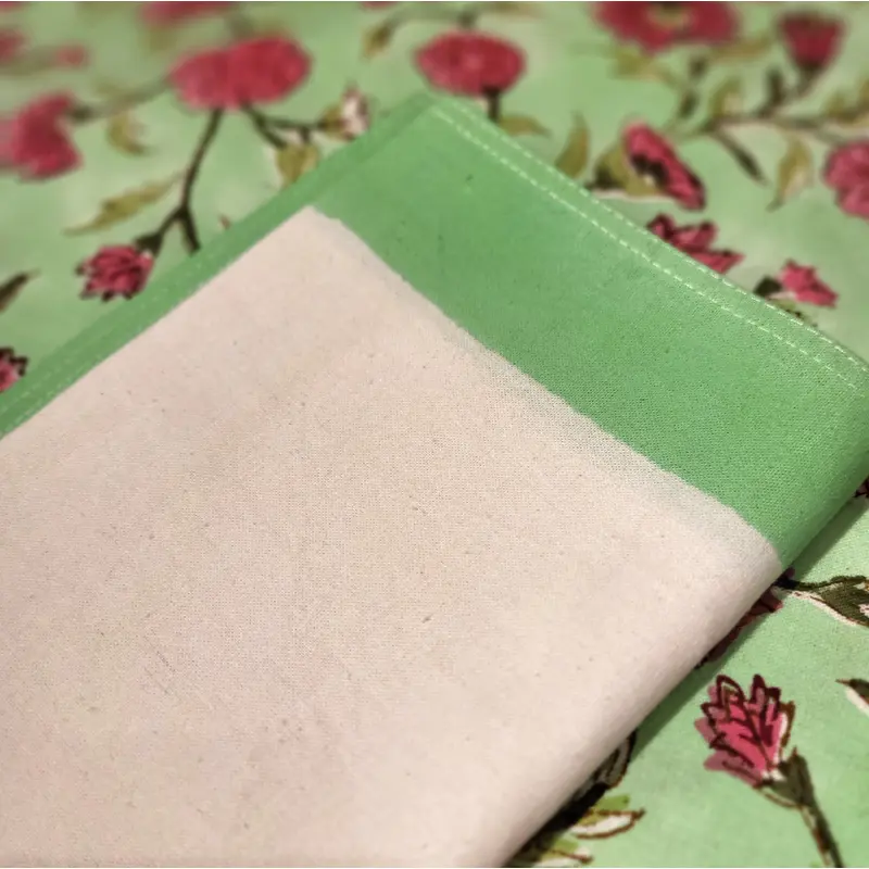 Block Print Napkin Mint Border Set of 6