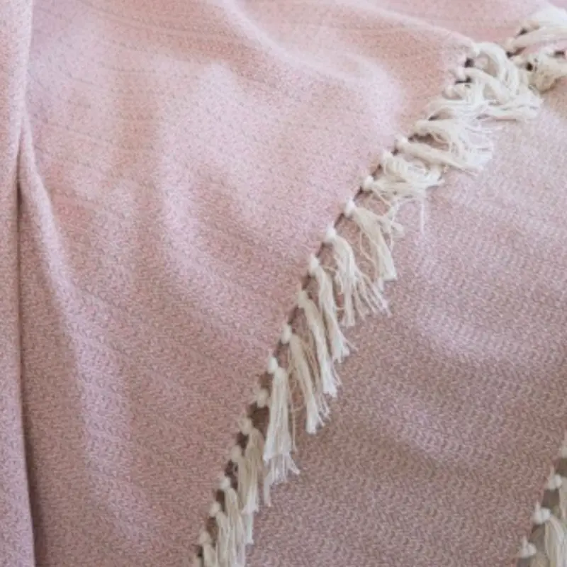 Cotton Throw Cloud Rose/Beige