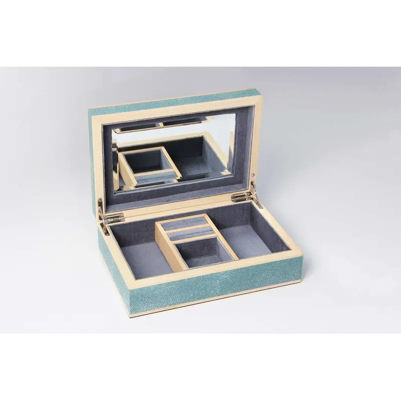 Faux Shagreen Ansley Jewellery Box Teal