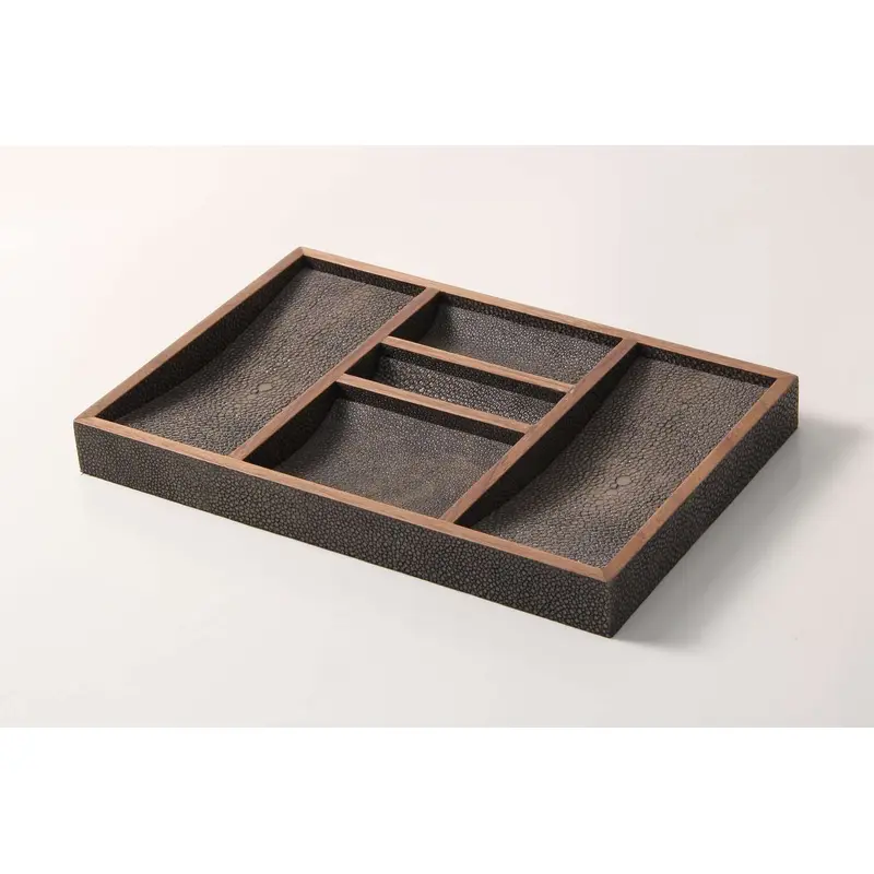Faux Shagreen Bevin Valet Tray Seal Brown