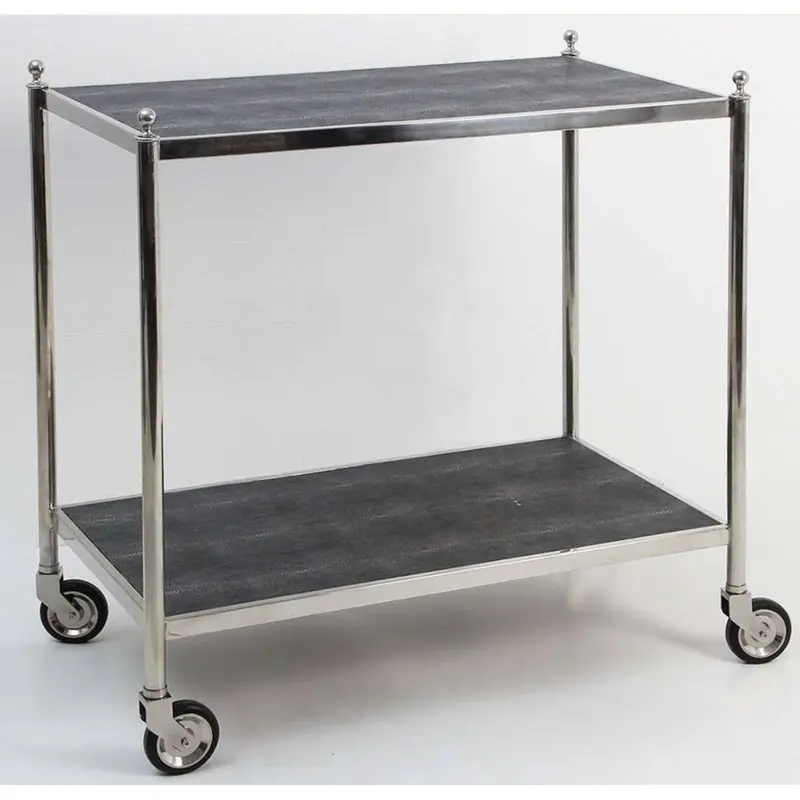 Faux Shagreen Drinks Trolley/Bar Cart 'Cliveden' Charcoal