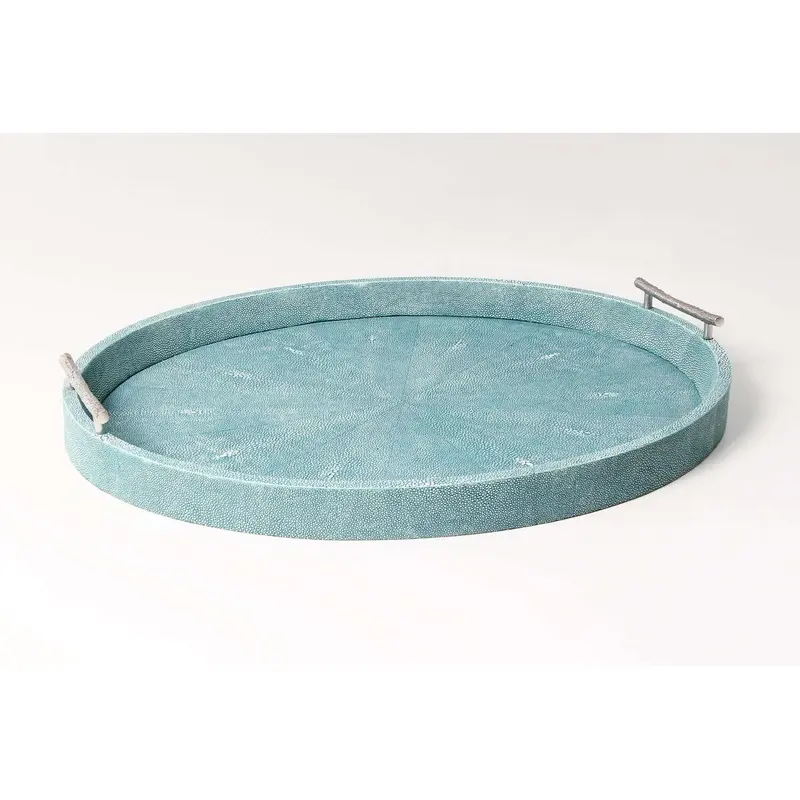 Faux Shagreen Oval Serving Tray Teal