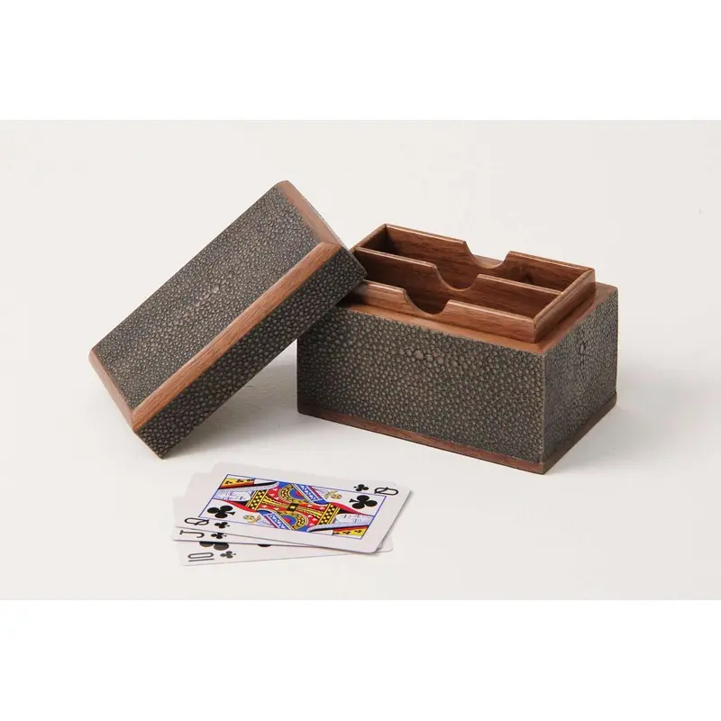 Faux Shagreen Playing Card Box Seal Brown