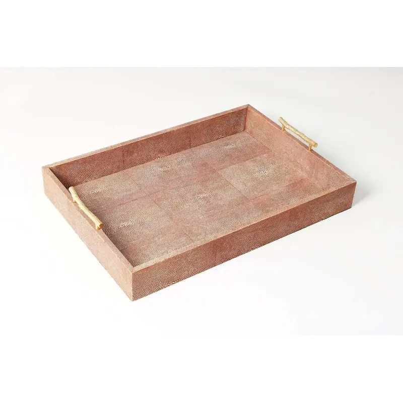 Faux Shagreen Rectangular Tray Coral