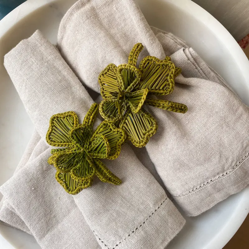 Handmade Orchids Napkin Ring Leaf Green