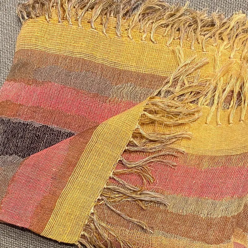 Handwoven Throw Linen & Silk Striped Natural/Multi
