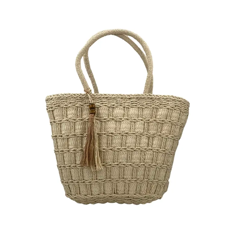 Raphia Beach Bag Checks