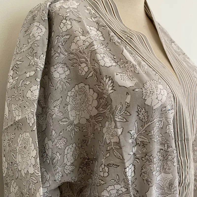 Robe Cotton Block Print Floral Taupe