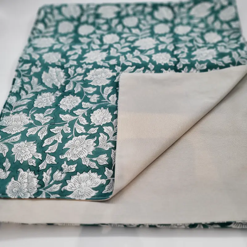 Block Print Runner Flora Green