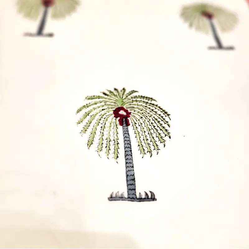 Block Print Runner Palm Tree