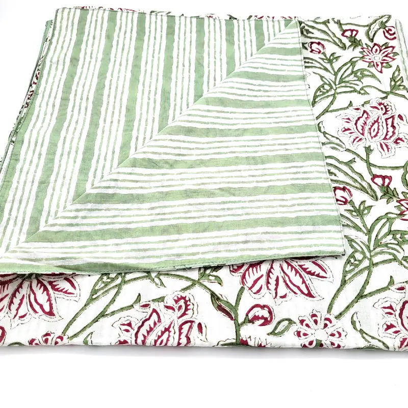Block Print Runner Reversible White Blossom