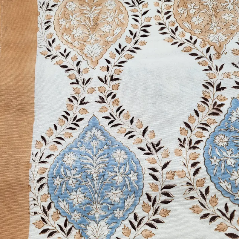 Block Print Tablecloth Blue/Terracotta