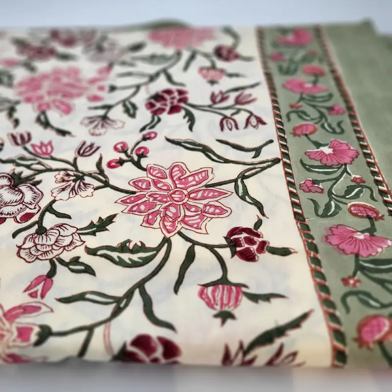 Block Print Tablecloth Classic Floral