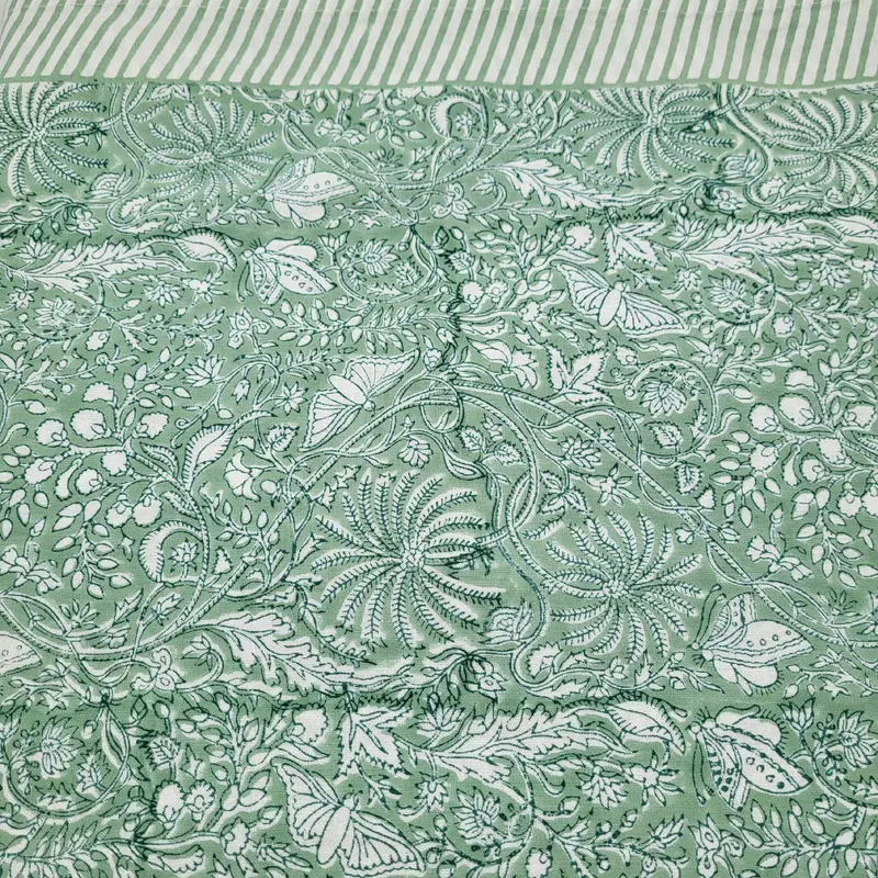 Block Print Tablecloth Rainforest Teal