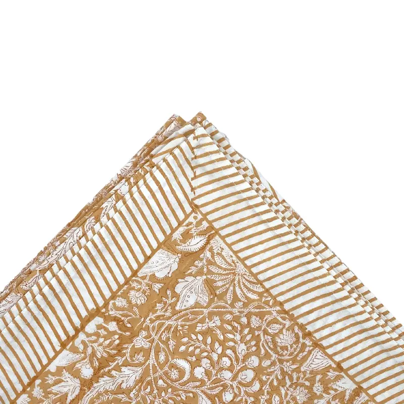 Block Print Tablecloth Rainforest Yellow