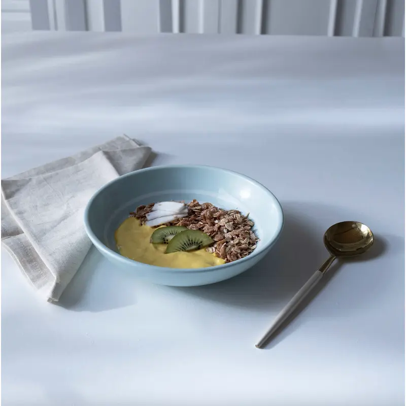 Ceramic Cereal Bowl Stripes Blue