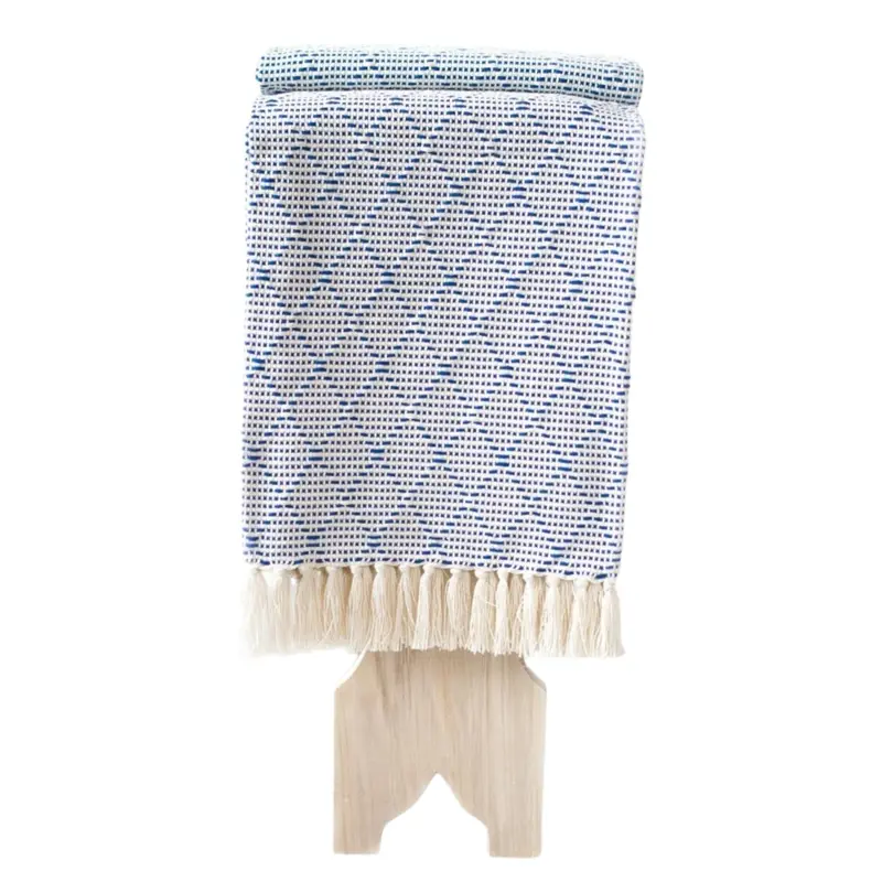 Cotton Throw Portuguese Mosaic Blue