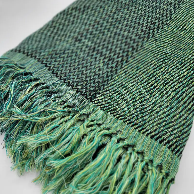 Handwoven Throw Silk & Linen Emerald