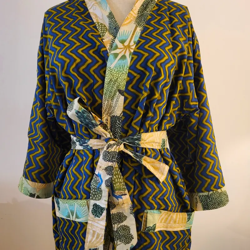 Robe Cotton Block Print Paradise Reversible