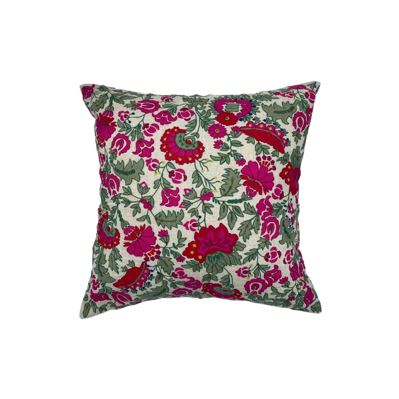 Suzani Linen Cushion Bright Flower