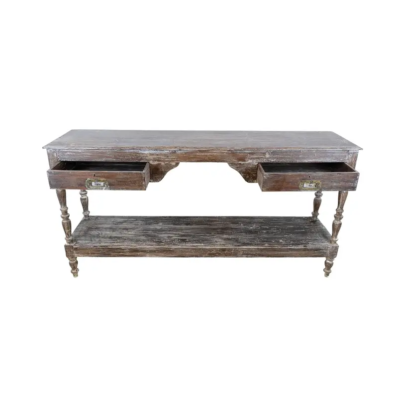 Vintage Teak Console with limed finish