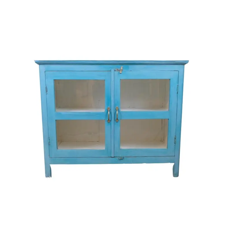 Vintage Teak Low Painted Cabinet Turquoise