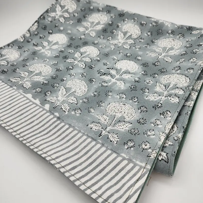 Block Print Runner White Carnation