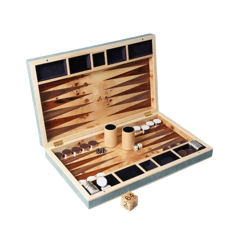 Faux Shagreen Backgammon Board Teal