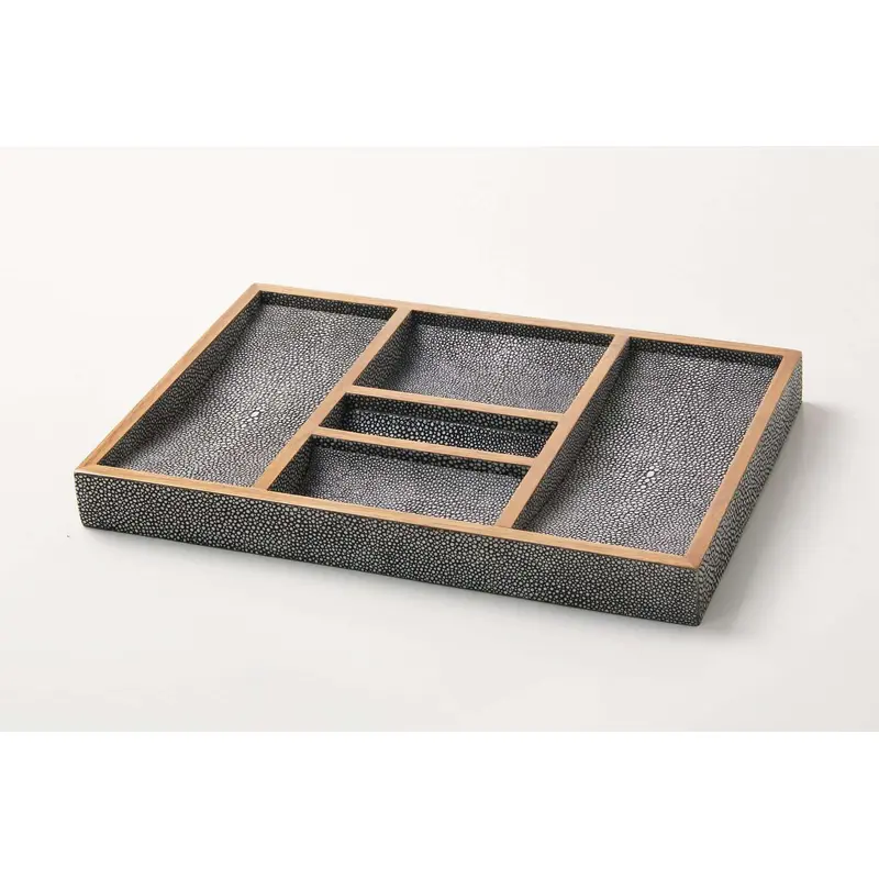 Faux Shagreen Bevin Valet Tray Charcoal