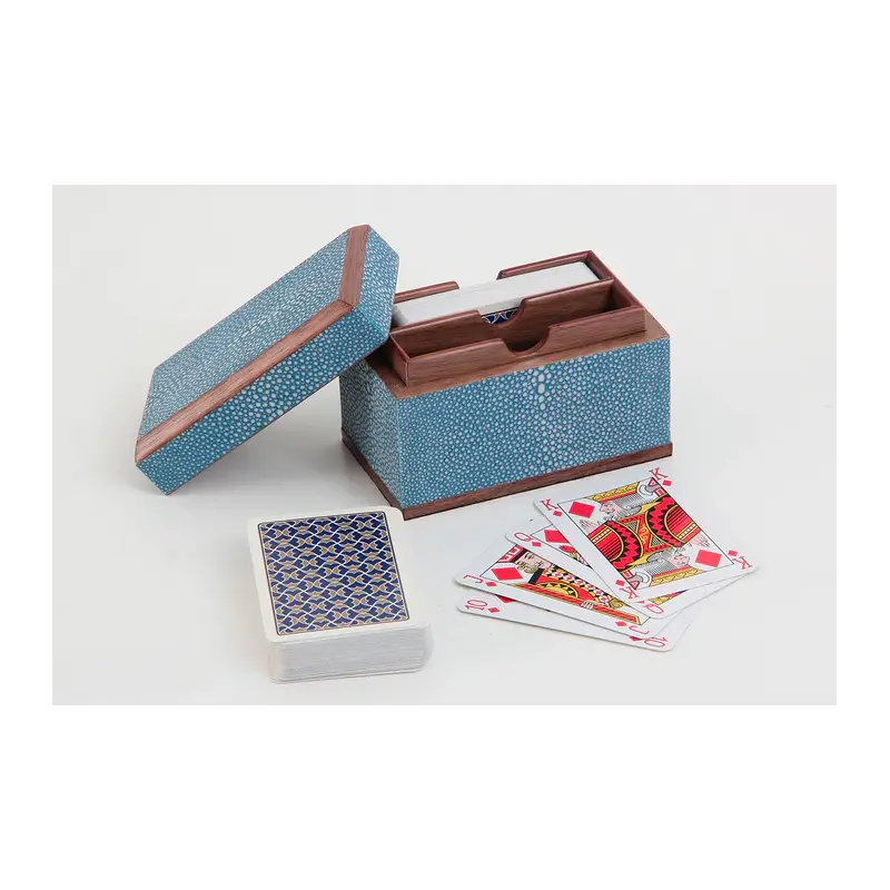 Faux Shagreen Playing Card Box Duke Blue
