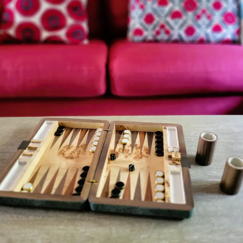 Faux Shagreen Travel Backgammon Set