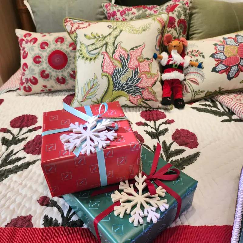 Hand Stitched Felt Snowflake Set of 2