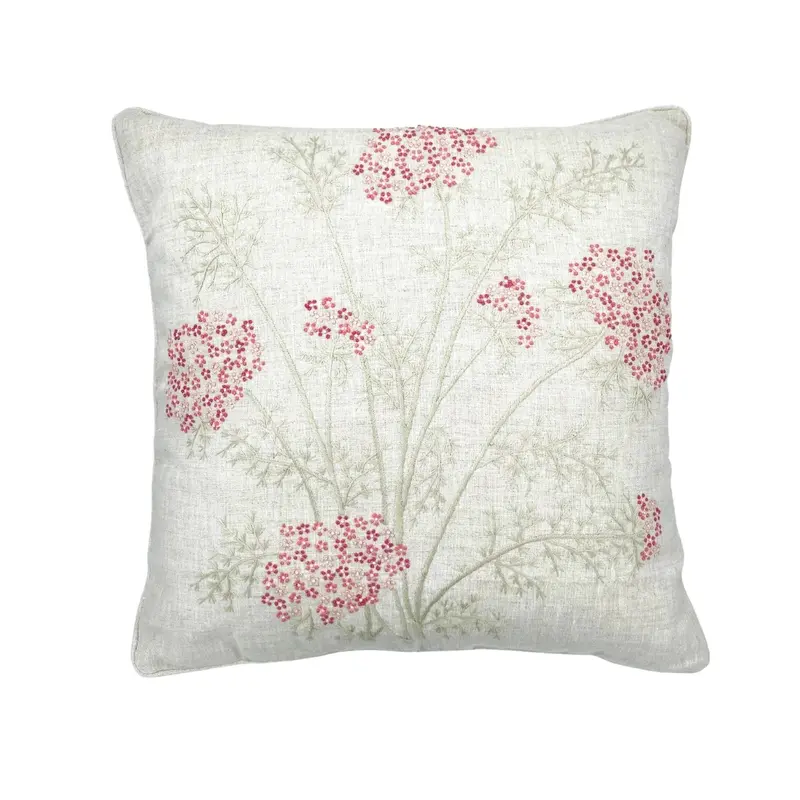 Linen Hand Embroidered Cherry Blossom Cushion