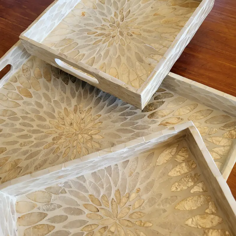 Mother of Pearl Tray Ivory Petals