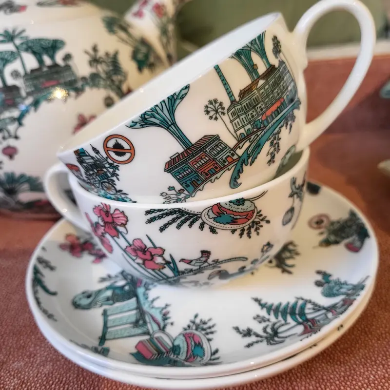 Singapore Toile Cup and Saucer