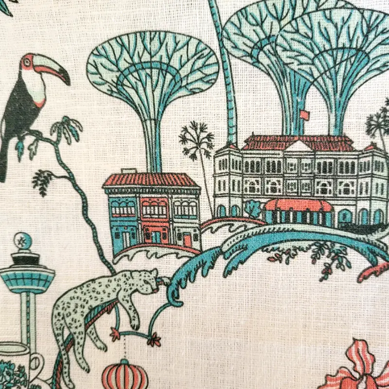 Singapore Toile Tea Towel