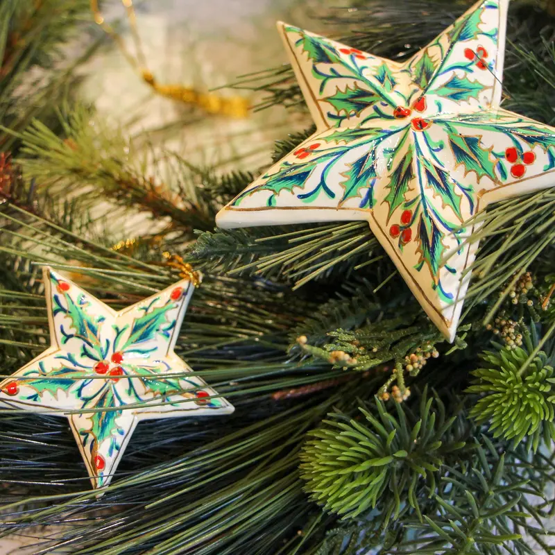 Star Raised Holly Green / White