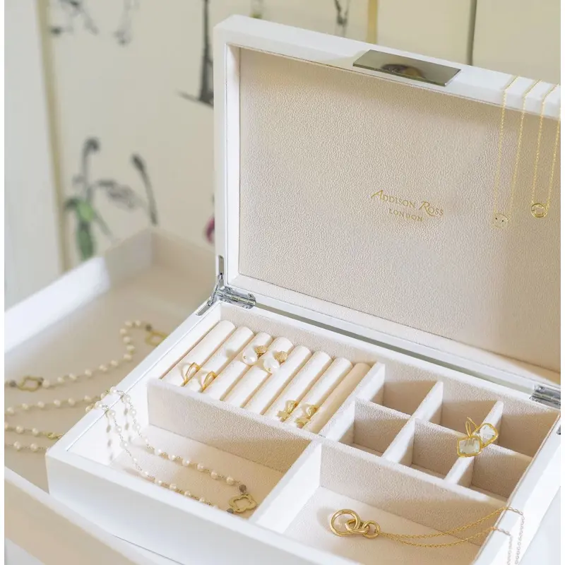 White Lacquer Jewellery Box with Silver Clasp